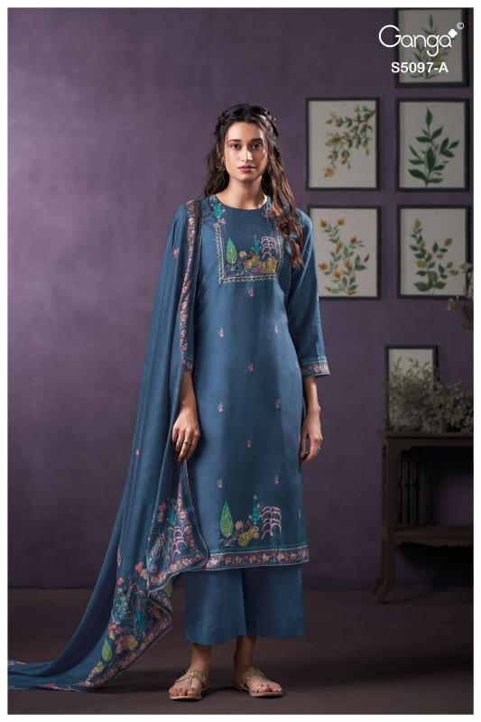 Ganga aanchal 5097 dress material wholesale